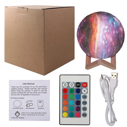 GOODWORLD Moon Lamp, LED 3D Print Moon Night Light, 16 Colors RGB Moon Light with Stand & Remote Control, Remote & Touch Control USB Lamp, for Kids Friends Lover Birthday Gifts, (4/6 In)